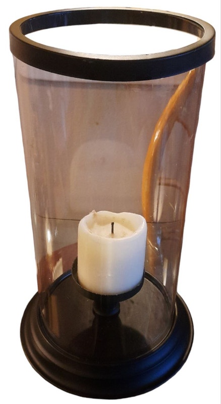 Glass Candle Holder with Black Base