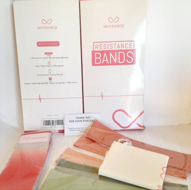Winsharp Resistance Bands Set - 5 Premium Latex Bands + Hip Band