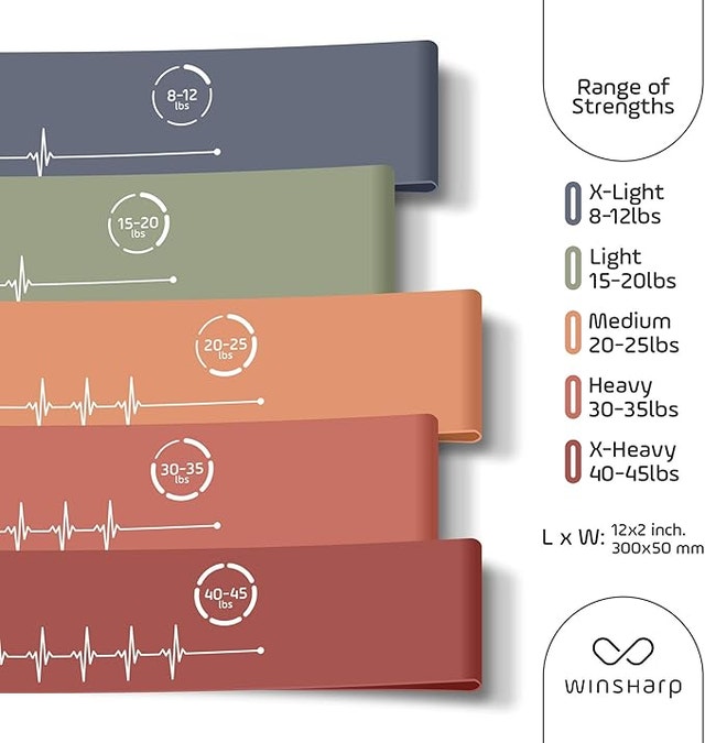 Winsharp Resistance Bands Set - 5 Premium Latex Bands + Hip Band - photo 2