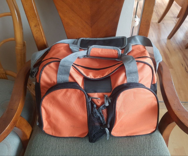 Orange Duffel Gym Travel Bag w/Gray Straps