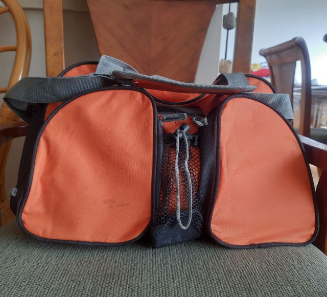 Orange Duffel Gym Travel Bag w/Gray Straps - photo 2