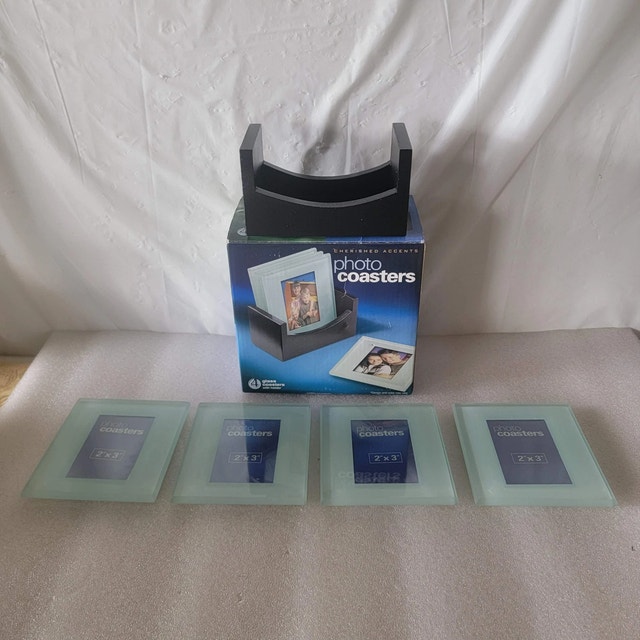 Cherished Accents Photo Coasters Set with Wood Holder - photo 2