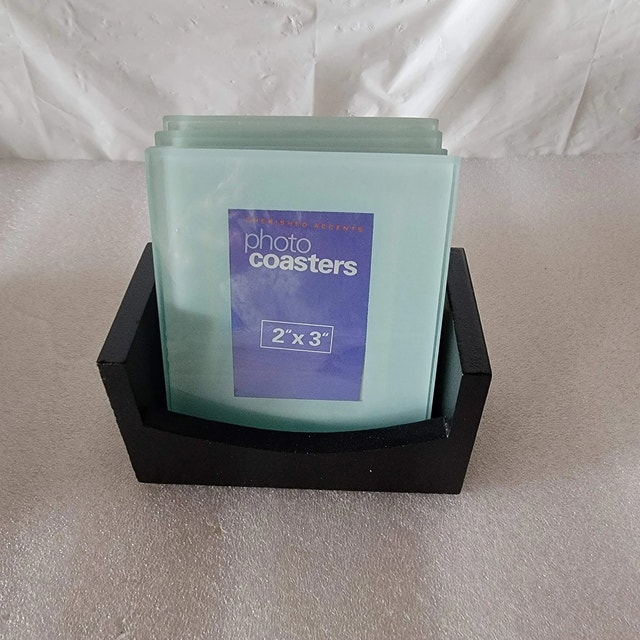 Cherished Accents Photo Coasters Set with Wood Holder - photo 3