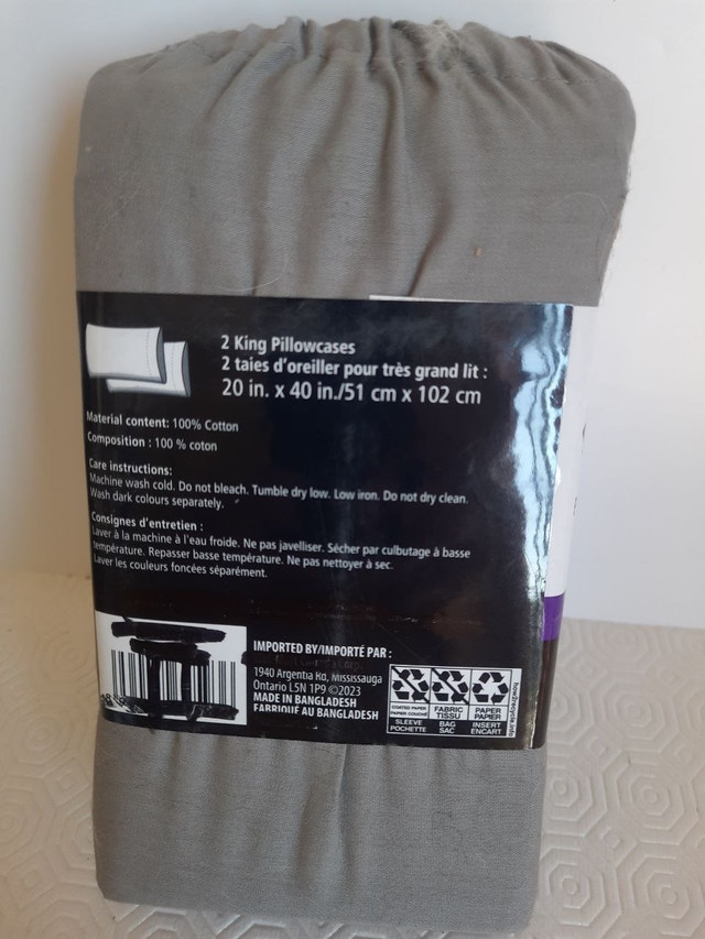 Brand New Standa King Size Gray Pillowcases 2-Piece Set - photo 2