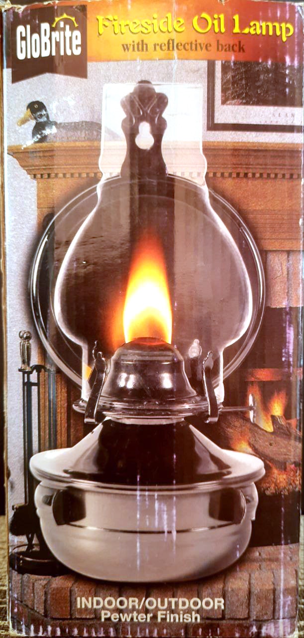 Oil Lamp with reflective back for Indoor/Outdoor Use
