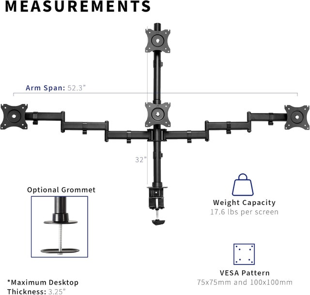 Quad Monitor Desk Mount - 4 Screens up to 24 inches - photo 4