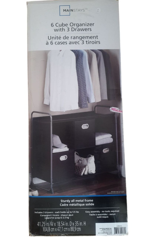 New Open Box 6 Cube Organizer with 3 Drawers