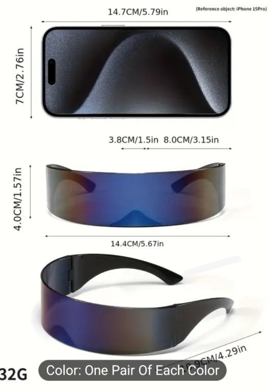 Set of 5 Futuristic Visor Sunglasses - photo 2
