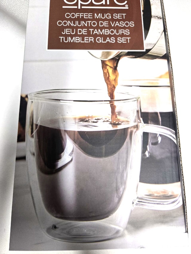 12 oz Glass Coffee Mugs - Set of 2