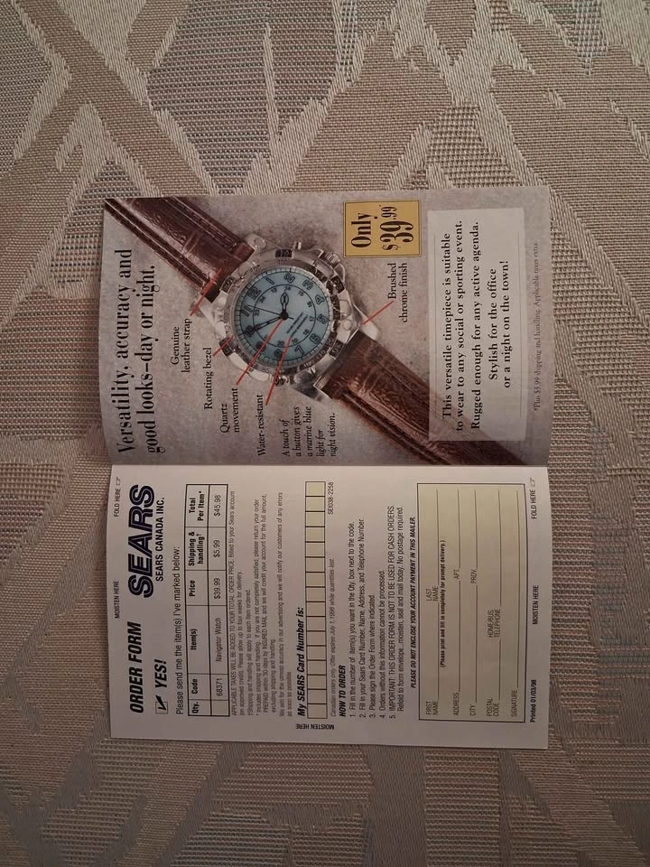 Vintage 1998 Sears Navigator Watch Mail Order Form - photo 2