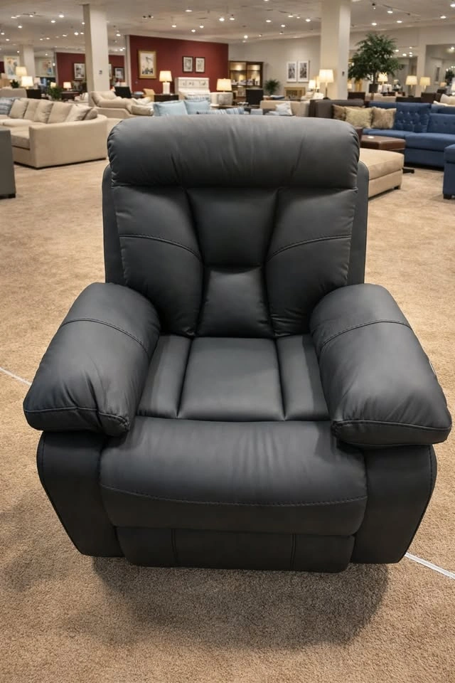 Modern Black Leather Reclining Sofa Set | Full Living Room Set - photo 2