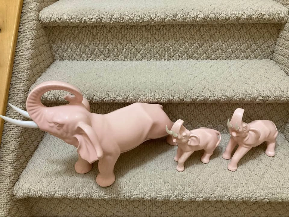 Elephant Ceramic Vintage Pastel Pink (Set of 3) Made in Portugal - photo 4