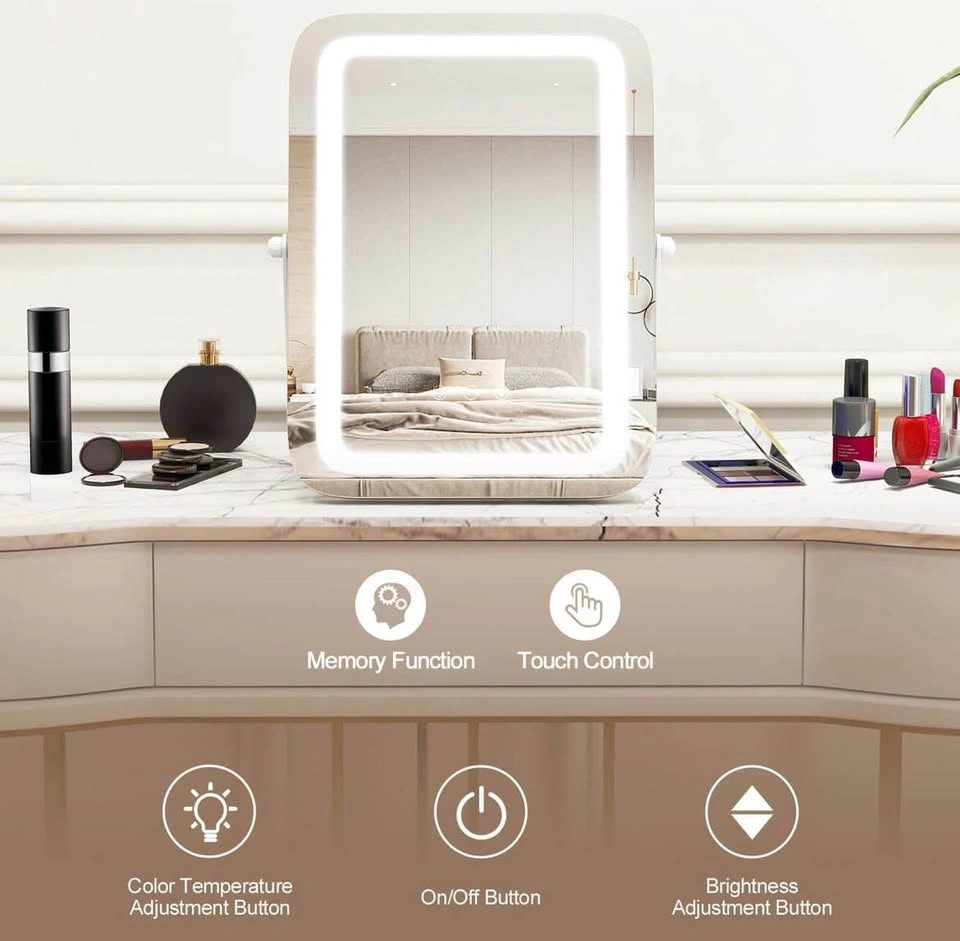 Vanity Makeup Mirror with 3 Color Dimmable Lighting, White - photo 4