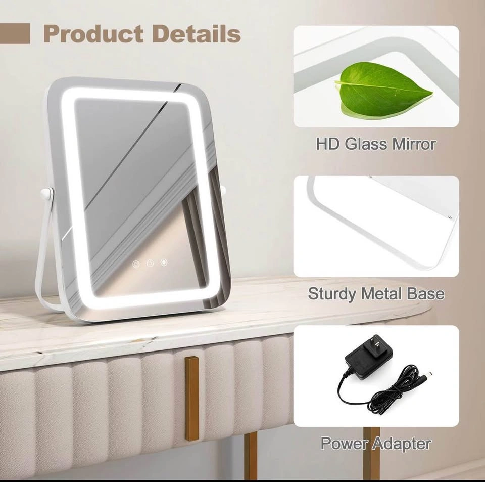 Vanity Makeup Mirror with 3 Color Dimmable Lighting, White - photo 5