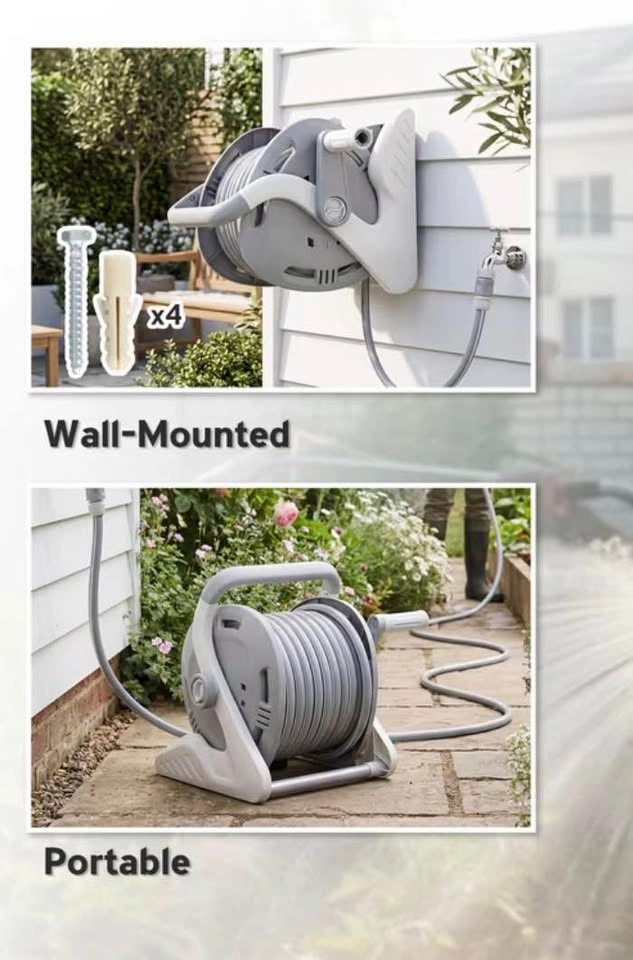 Wall-mounted/Portable Garden Hose Reel, 1/2" x 66ft - New - photo 2