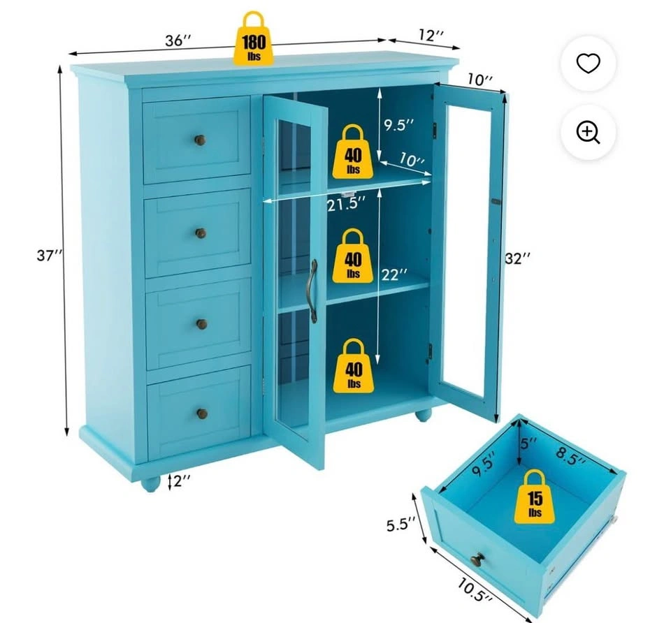 Blue Buffet Sideboard Cabinet - Brand New - photo 3