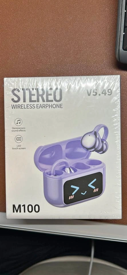 🔥 QUICK SALE – M100 Bluetooth Open Ear Headset (Purple) – Brand