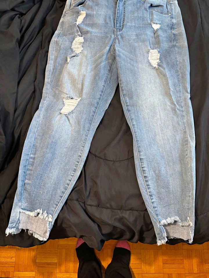 ripped blue jeans