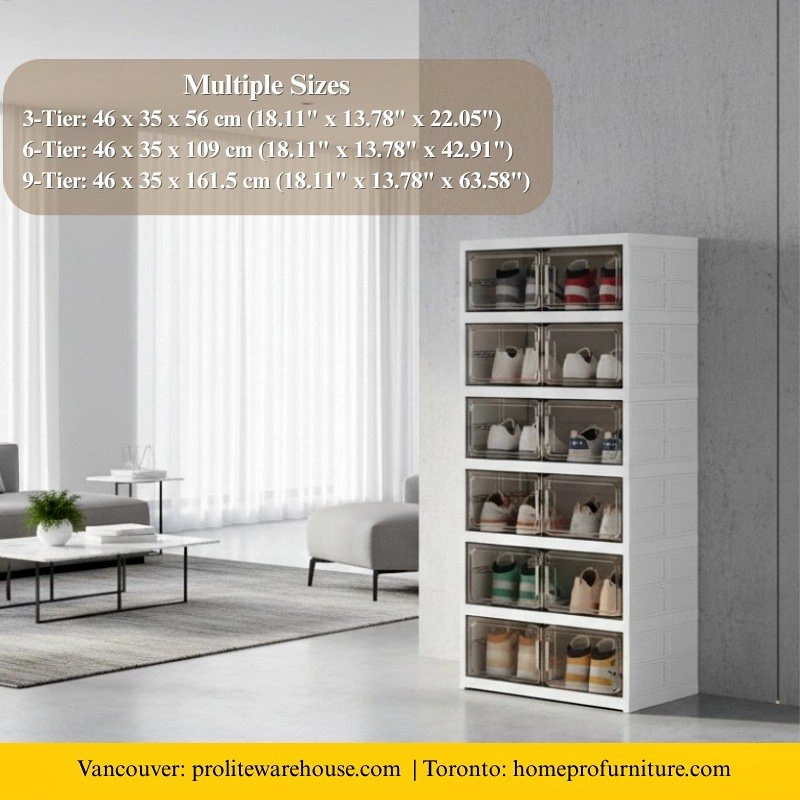 Modern Transparent Plastic Shoe Cabinet - Stackable w/ Door