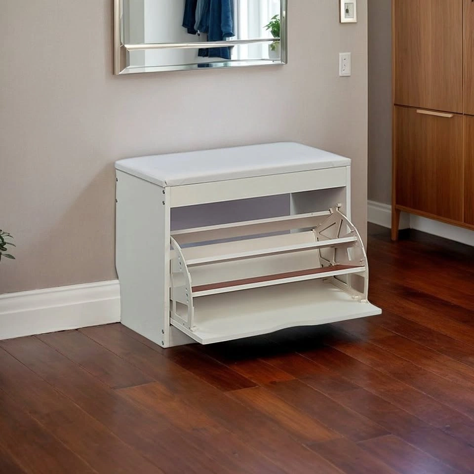 SOCE047 A2274 Flip-Down Entryway Shoe Bench w/ Hidden Storage
