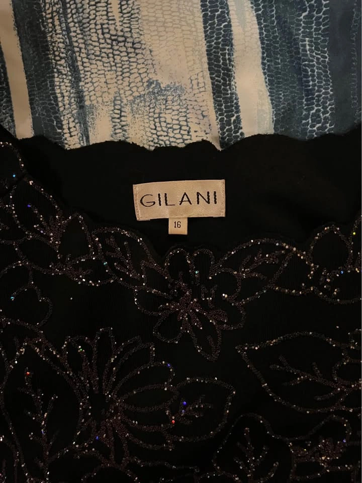GILANI Black Sparkly Floral Evening Blouse - photo 3