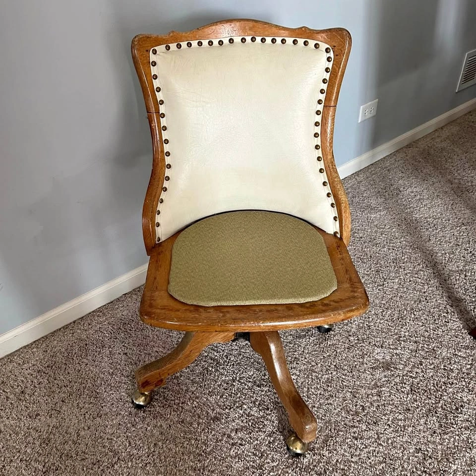 Vintage Oak Swivel Office Chair