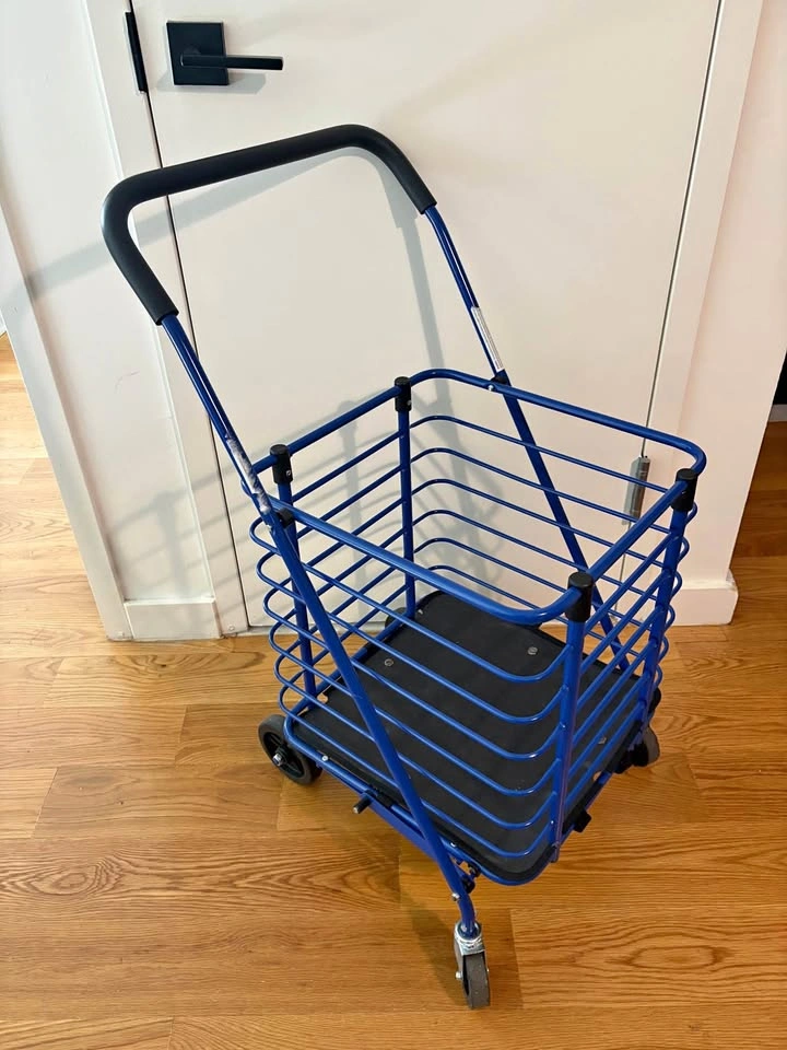 Blue Folding Shopping Cart