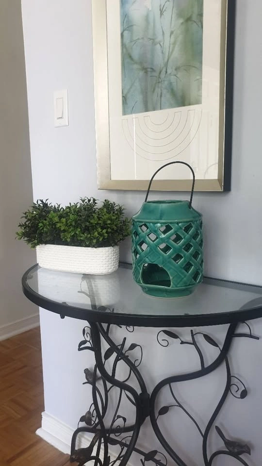 Turquoise Glazed Ceramic Candle Jar Holder - Lantern Design - photo 3