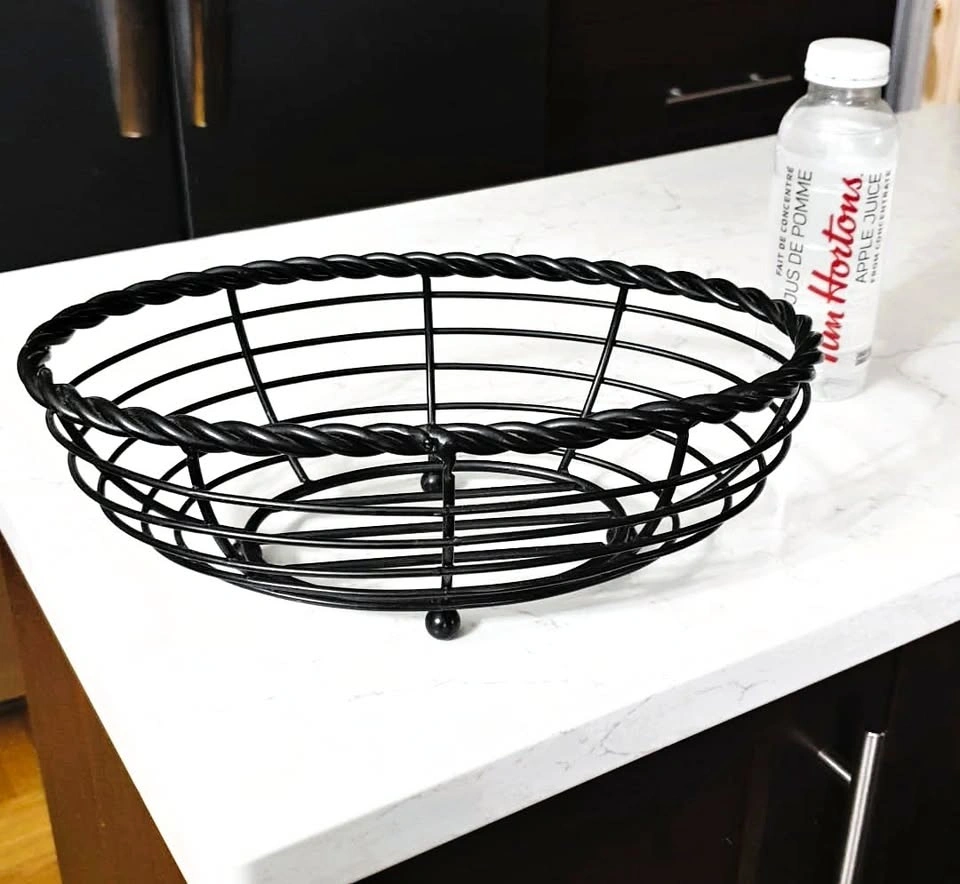 New Gourmet Rope Metal Oval Bread/Fruit Basket, Dark Brown, 11x7