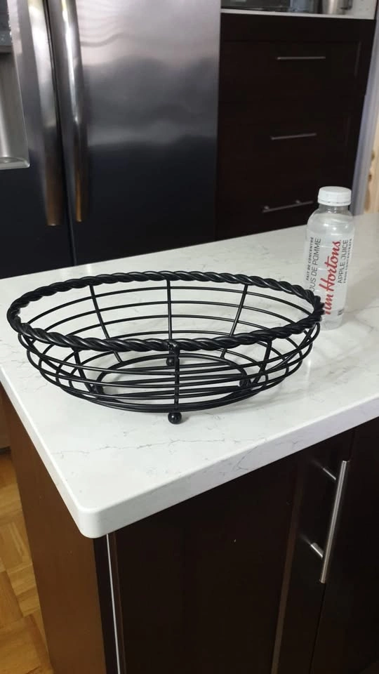 New Gourmet Rope Metal Oval Bread/Fruit Basket, Dark Brown, 11x7 - photo 2