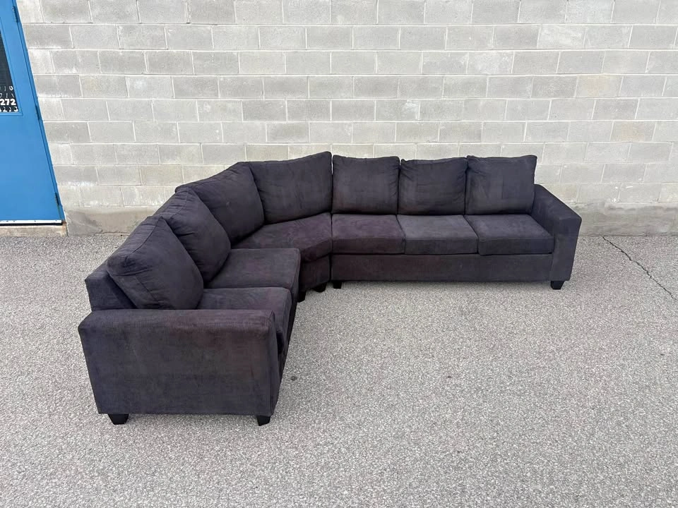 Charcoal Black Curved Sectional Sofa - Free Delivery - Excellent