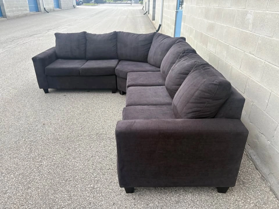 Charcoal Black Curved Sectional Sofa - Free Delivery - Excellent - photo 3