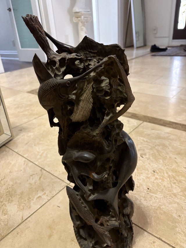 Wood Carved Fish Sculpture - photo 2