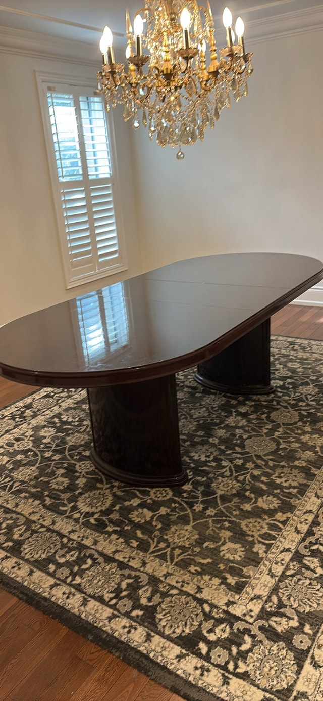 Elegant Dark Wood Dining Table - Double Pedestal Base - photo 2