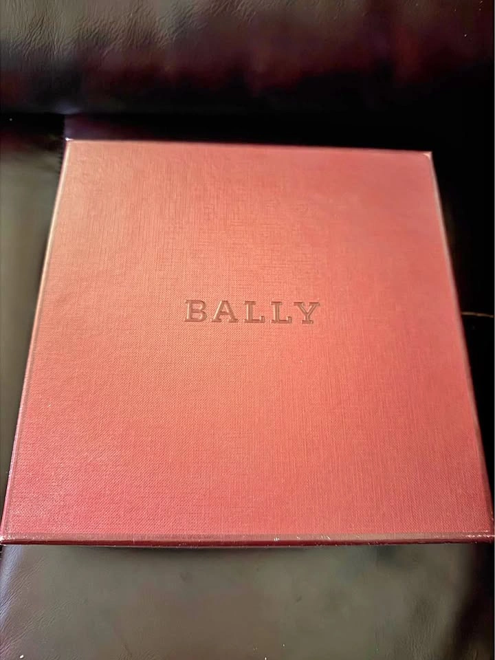 Bally Logo Buckle Belt Burgundy/White Strap Men's 38 New