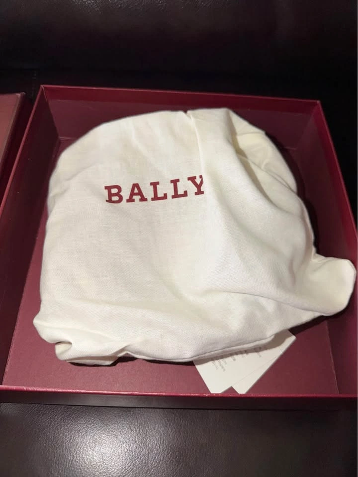 Bally Logo Buckle Belt Burgundy/White Strap Men's 38 New - photo 2
