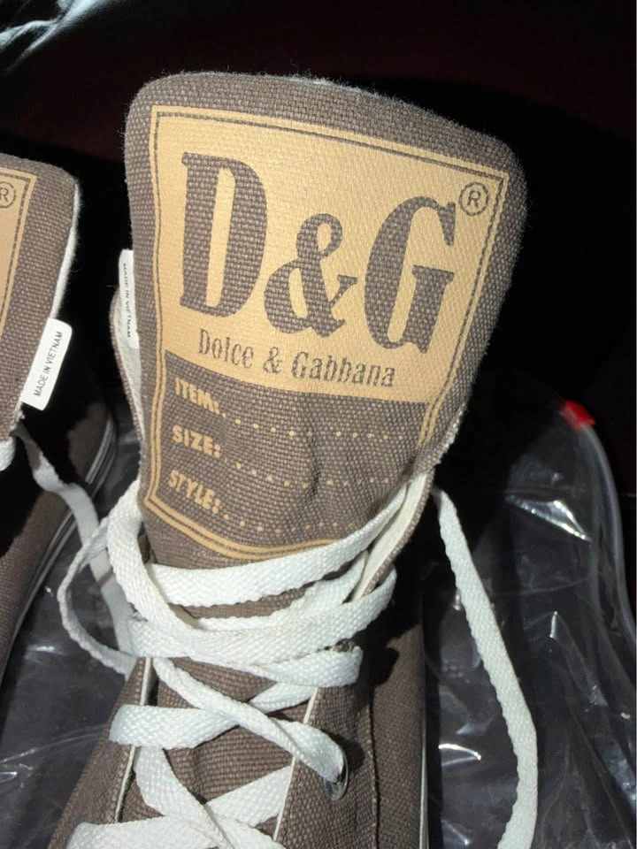 Authentic D&G Vintage Rare High Top Long Tongue Brown Canvas Men - photo 2