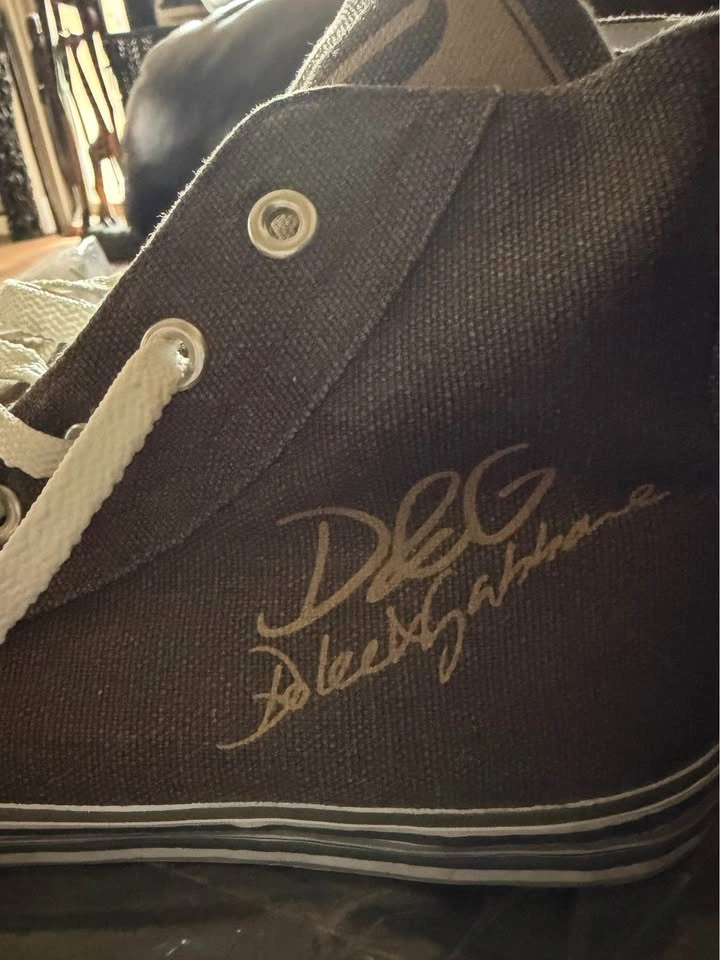 Authentic D&G Vintage Rare High Top Long Tongue Brown Canvas Men - photo 3