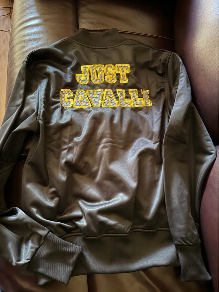 Just Cavalli Vintage Rare Men's Medium Black Sequined Logo Jacke - photo 5