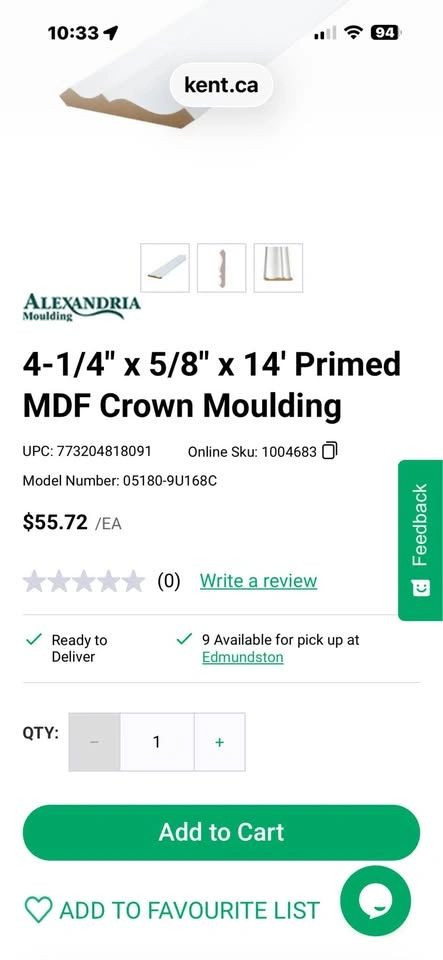 Alexandria Primed MDF Crown Moulding - 5 pcs - photo 3