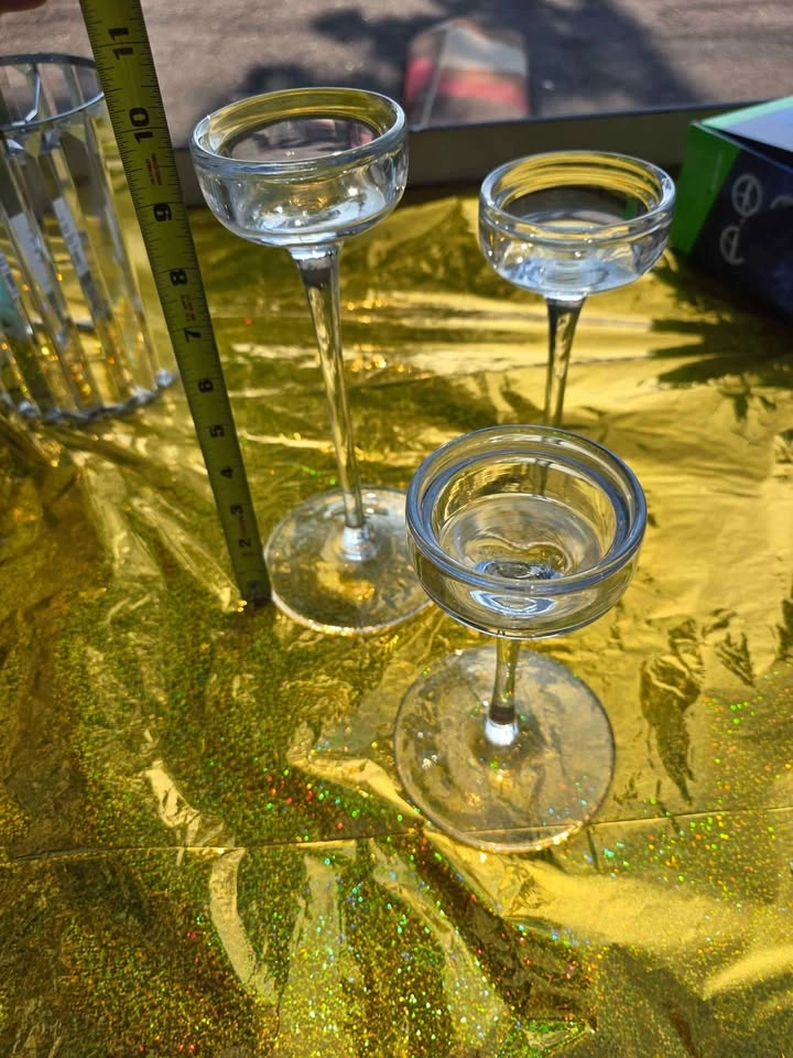 PICKUP ONLY - Set of 3 Glass Tealight Holders