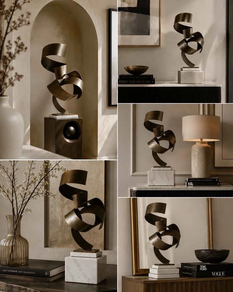 Arteriors Home Henley Brass Sculpture on Marble Base | 26" Tall - photo 4