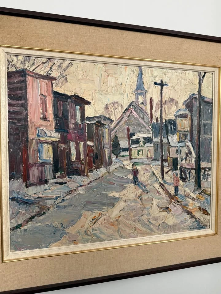 Canadian Winter Landscape Original Antique Painting - Quebec Wal - photo 2