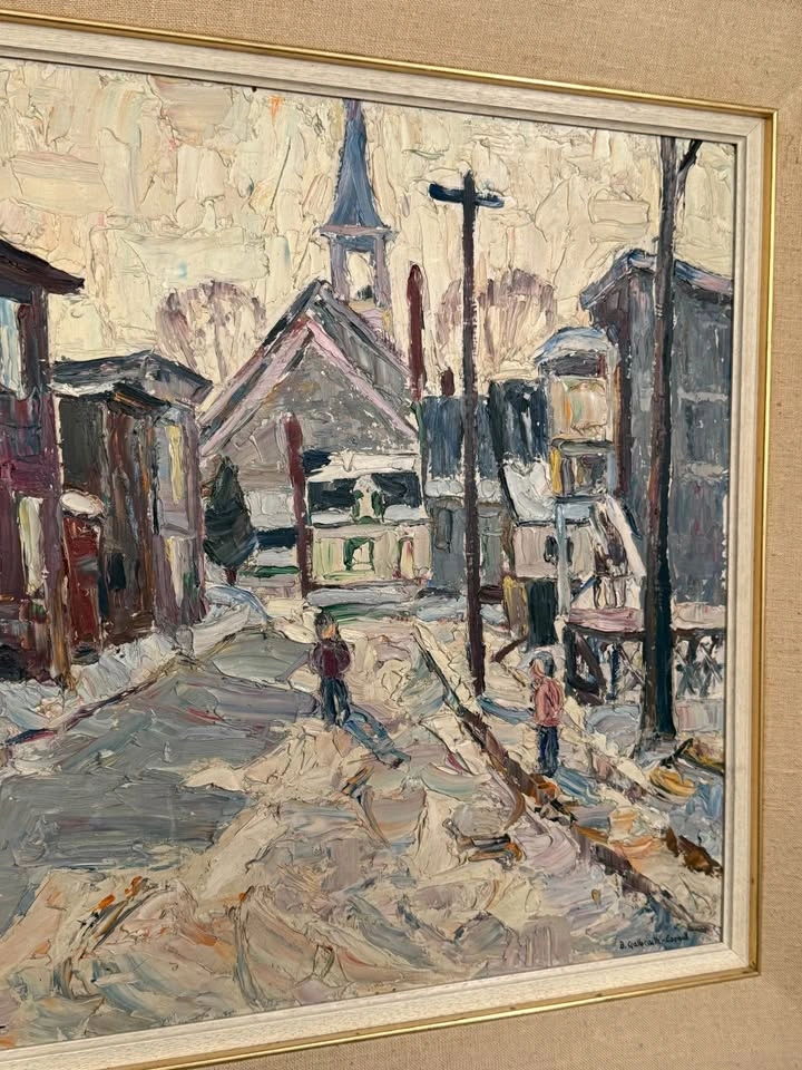 Canadian Winter Landscape Original Antique Painting - Quebec Wal - photo 3