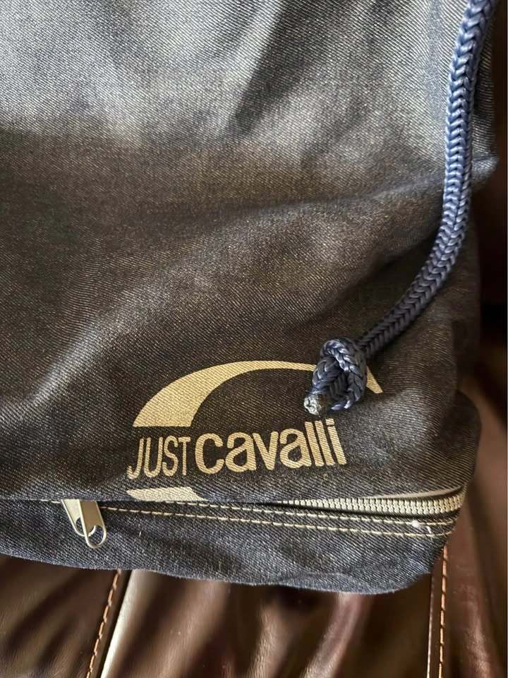 J. Cavalli Large Denim Drawstring Backpack - New - photo 2