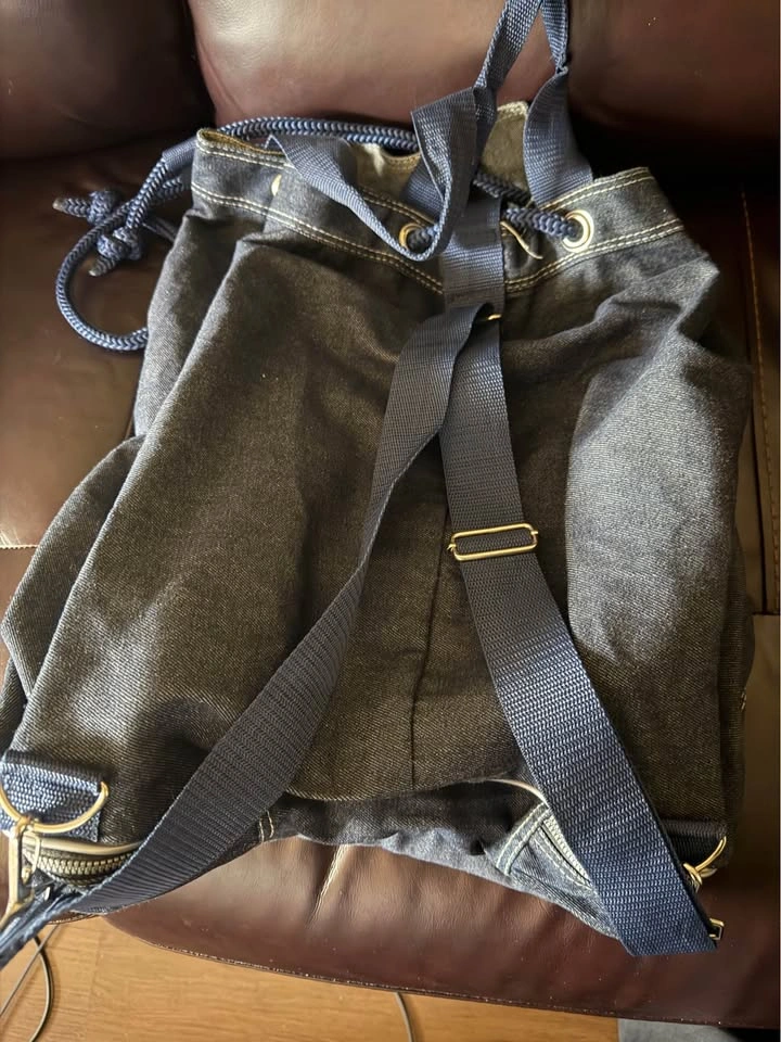 J. Cavalli Large Denim Drawstring Backpack - New - photo 4