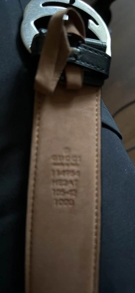 GG Authentic Etched Buckle Imprime' Black Men's Belt Size 42 - photo 4