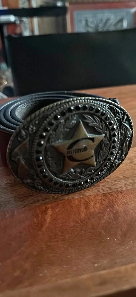 Authentic Just Cavalli Crystal Buckle Belt - Men's Size 33