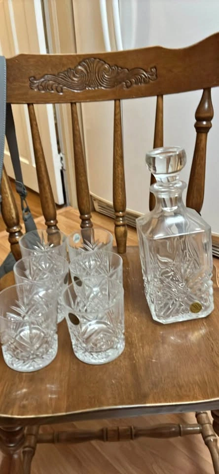 Vintage Crystal Decanter and 6 Glasses