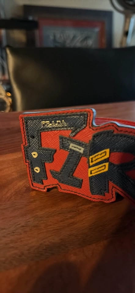 Authentic Prada Fire Vintage Red Large Buckle Belt Men's 36 - photo 2